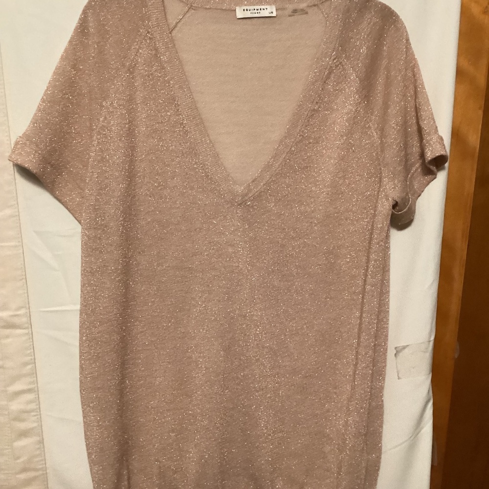 EQUIPMENT FEMME Gold rose metallic blouse Sz L - Picture 8 of 9